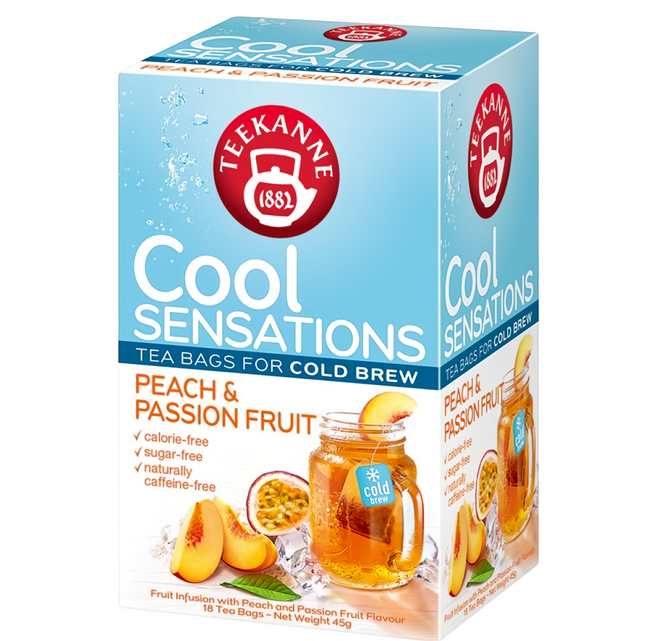 TEEKANNE 恬康樂 Cool Sensations冷泡茶 蜜桃百香果茶, 2.5g, 18個裝, 1組