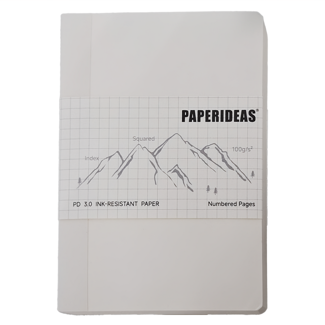 PAPERIDEAS A6 裸背 筆記本 188頁, 白色 方格版, 1本