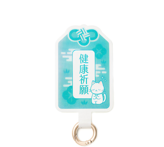 ekax 玩趣造型手機掛繩夾片, 健康御守 藍綠色, 1個