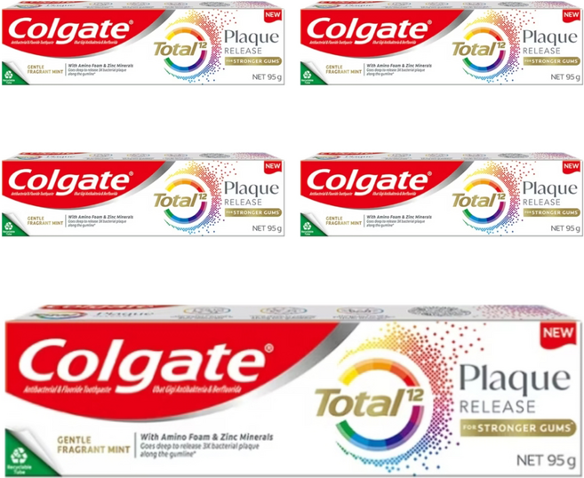 Colgate 高露潔 全效抗牙菌斑清恬薄荷牙膏, 95g, 5條