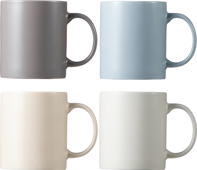 comet 日常馬克杯4件組, 1組, 灰色，藍色，米色，白色