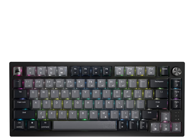 CORSAIR 海盜船 K65 PLUS WIRELESS 三模無線 75%機械式鍵盤, 紅軸英文, 灰色