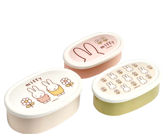 Skater MIFFY 抗菌保鮮盒 橢圓型 L(400ml) x 1 + M(280ml) x 1 + S(180ml) x 1, 3個, 1組