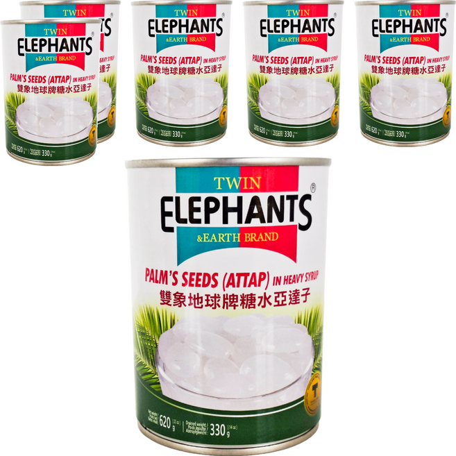 TWIN ELEPHANTS 雙象地球牌 糖水亞達子, 620g, 6罐