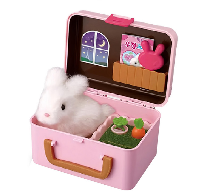 MIMI WORLD 我的秘密小兔 電動玩偶 附便攜式小屋, 29cm, 粉紅色, 1盒