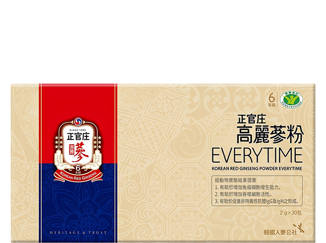 正官庄 Everytime 高麗蔘粉EVERYTIME 禮盒組, 2g, 30包, 1盒