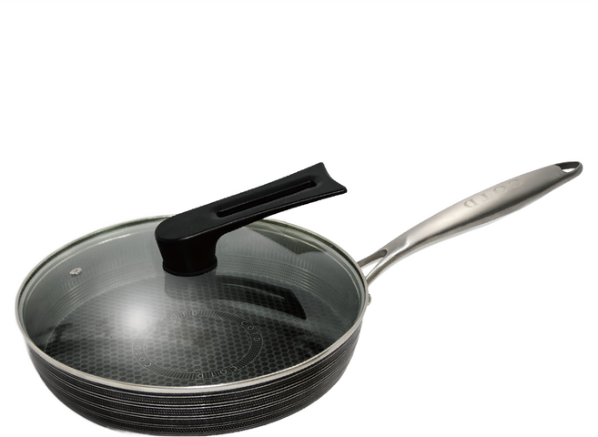 COTD 3D蜂巢平底鍋 附鍋蓋 316L不鏽鋼材質 煎煮炒炸燉滷多功能, 28cm, 1入