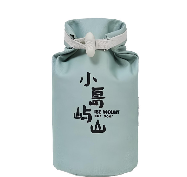 ISE MOUNT 小島嶼山 露營束口米袋子 漏斗口不易灑 20 x 9cm 24g 680ml, 梧枝綠, 1個