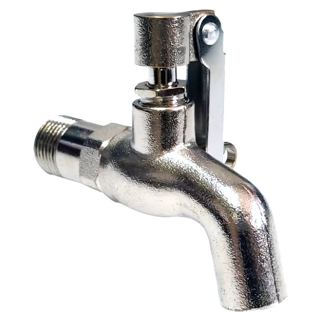 手易坊共用栓 可上鎖 4分螺牙 堅固耐用 適用於學校、工廠等場所 有效控制用水量 節約水資源, 1入, 銀色