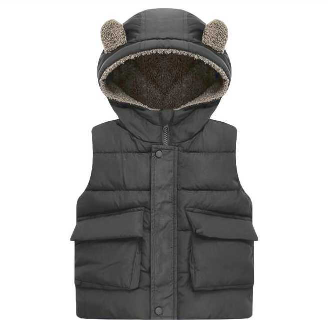 兒童款 秋冬羽絨熊耳朵背心外套
