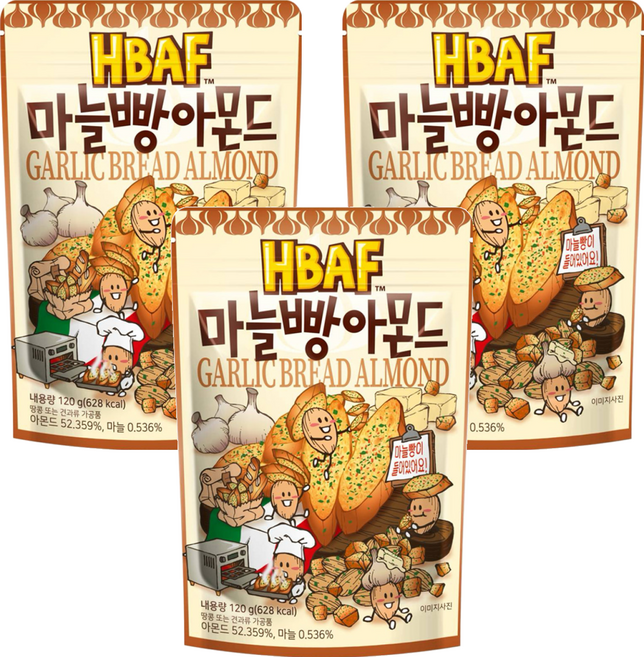 HBAF 杏仁果與大蒜麵包, 120g, 3包