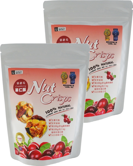 優穀美身 蔓越莓菓仁酥, 60g, 2包