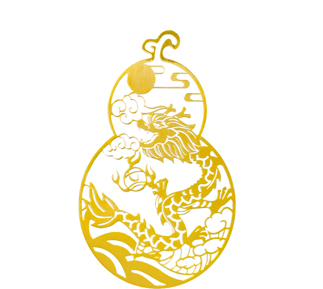 財神小舖 開運金屬貼 SK-212, 祥龍福祿 金色, 1張