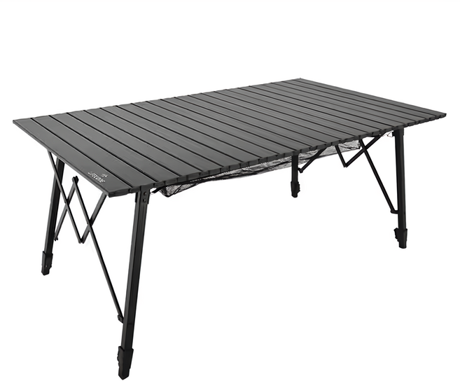 Lifecode 生活密碼 爵士可調段鋁合金蛋捲折疊桌 彈扣式腳架 可分離 立體桌下網 可拆卸桌板, 磨砂黑