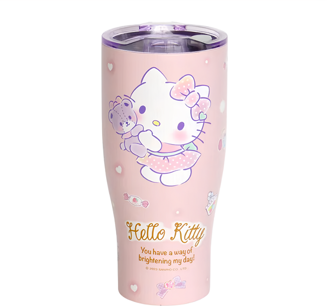 OTTO 崴昇 不鏽鋼真空酷樂杯/冰霸杯, HELLO KITTY&小熊 粉色, 900ml, 1個