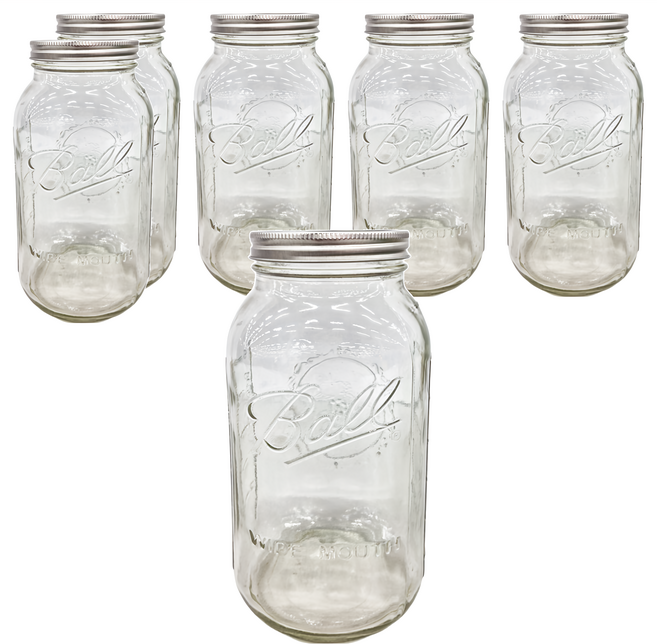 Ball 梅森玻璃罐 寬口, 1.8L, 6個