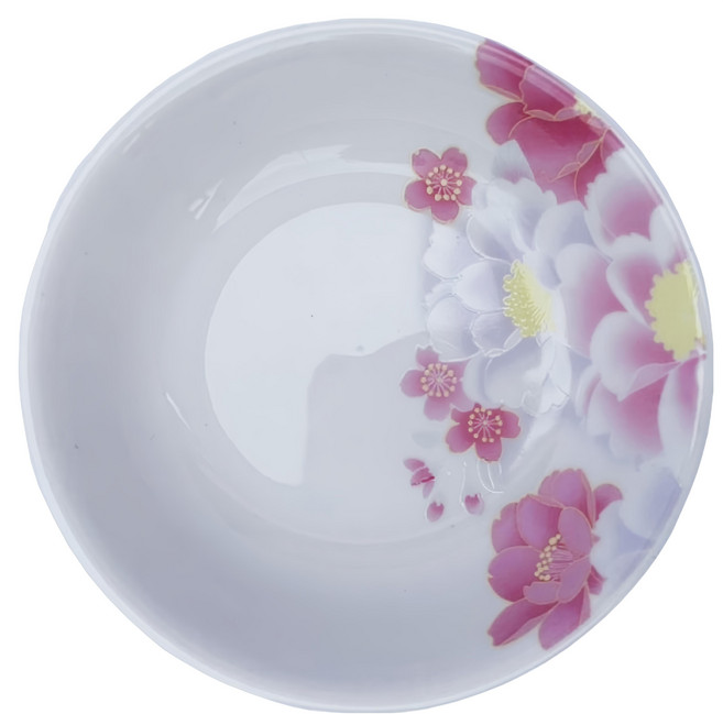 新食器 繽紛花語 4吋醬油碟 10 x 2cm, 白色底+粉色花, 1個