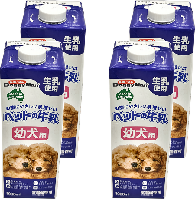 DoggyMan 多格漫 澳洲犬用牛奶 幼犬用, 4瓶, 1000ml, 牛奶