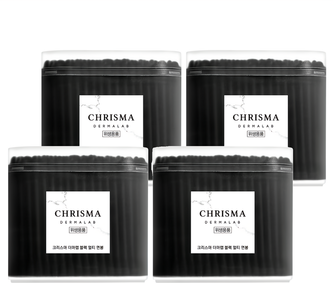 CHRISMA 黑色棉花棒 外用, 200支, 4盒