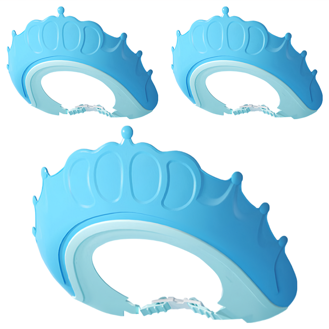小麥購物 兒童護耳洗髮帽 皇冠款 Y518 62g, 天青藍, 3個