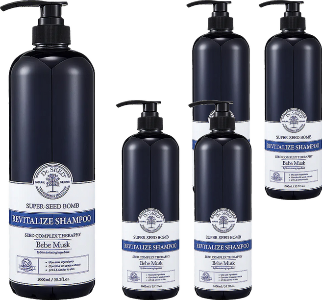 Dr.SEED 柔敏香氛洗髮精 寶寶香 含印加果油/燕麥/黑豆成分 保濕鎖水 給予髮絲充足營養, 1L, 5瓶