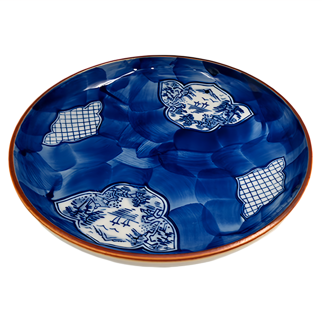 藍染繪山水5皿 - 日本製 容量 140mL 陶瓷, 藍色, 1個