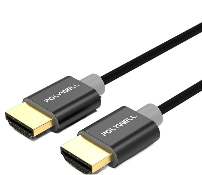 POLYWELL 寶利威爾 HDMI 4K極細線 2m 黑色, 1條, PW15-W60-T020
