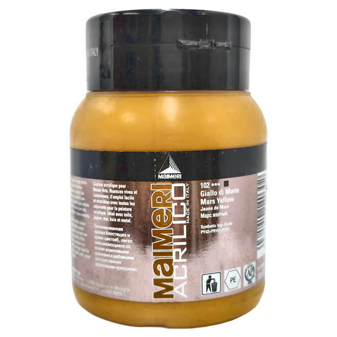 MaIMeRI 美利 壓克力顏料 MA-0934102 MARS YELLOW 102 馬爾斯黃, 500ml, 1色