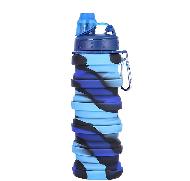 AHOYE 便攜摺疊運動水壺, 藍色, 500ml, 1個