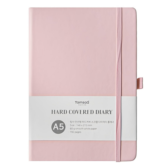 Tamsaa 萬年型硬皮剪貼日記記事本, 1本, 粉紅色