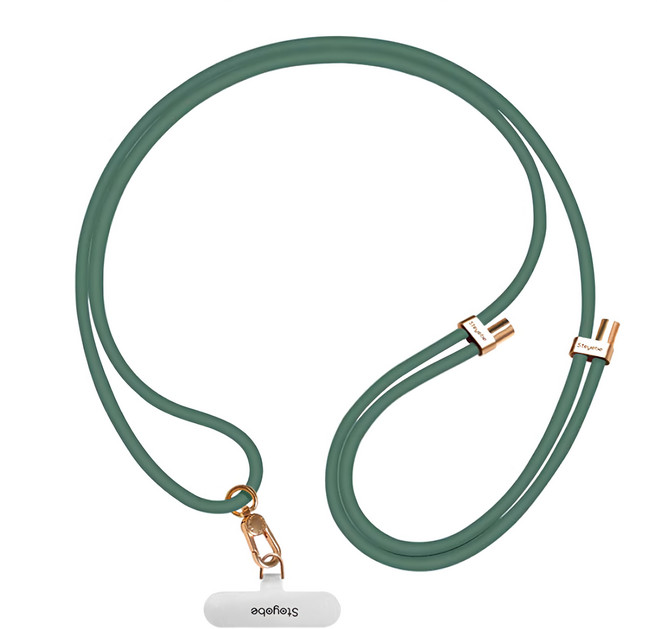 Stoyobe 親膚矽膠 150cm手機吊繩墊片組 解放雙手 可調節背帶 戶外使用, 綠色, 1組