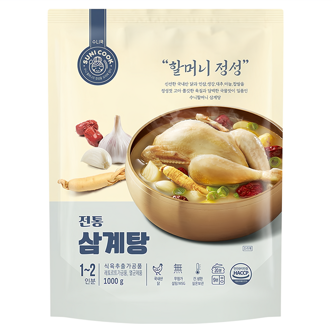 SUNI COOK 順伊奶奶 韓國正宗人蔘雞, 1kg, 1包