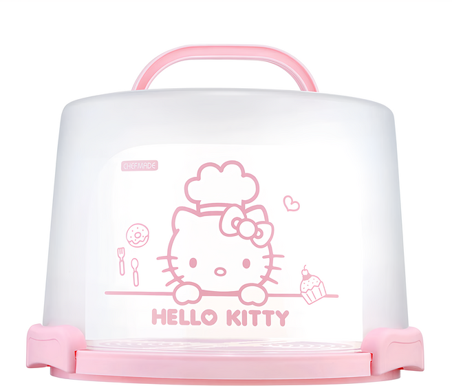 CHEFMADE 學廚 Hello Kitty手提加高蛋糕盒 KT7034 尺寸30.5x22.5x25cm, 白色 + 粉色, 1個
