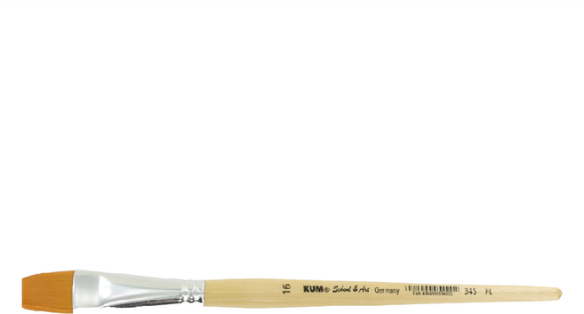 KUM 庫姆 學生級合成纖維平筆 適用於水彩 廣告顏料或壓克力, 16號, 1支