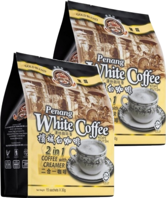 COFFEE TREE 咖啡樹 金裝檳城白咖啡 三合一 經典原味, 40g, 15包, 2袋