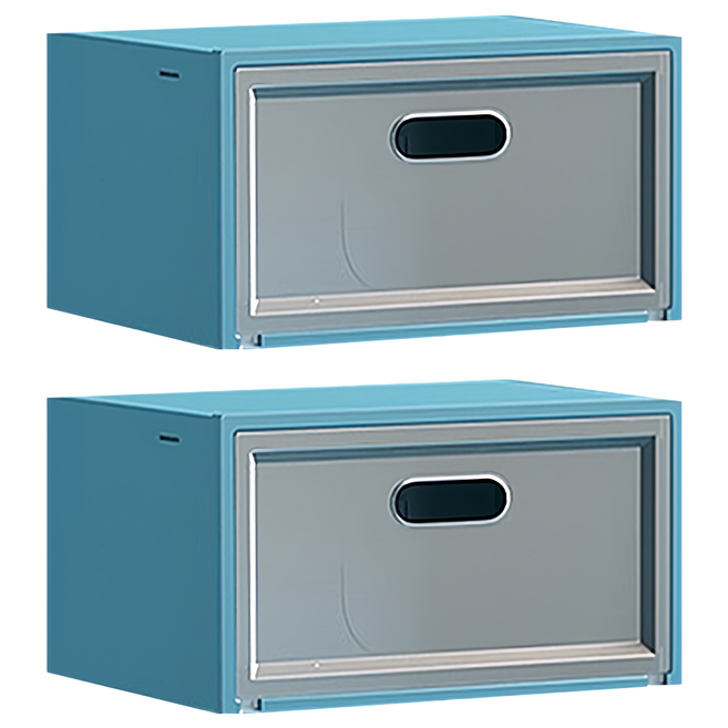 JOSIC 特大男莫蘭迪色側開鞋盒, 莫蘭迪藍, 2個