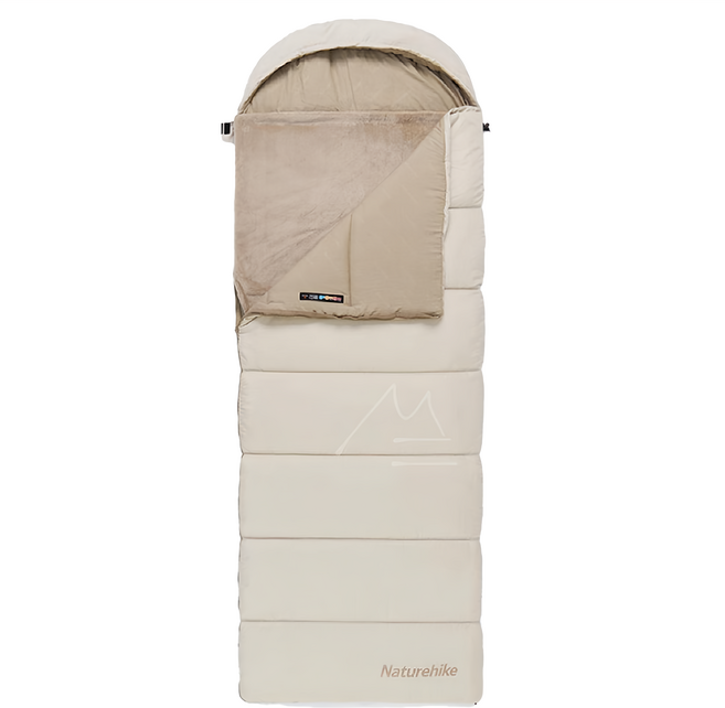 Naturehike 挪客 日暄 信封帶帽增溫棉睡袋 HU250 常規款 CNK2300SD021 220 x 80cm, 蘆花棕色, 1個