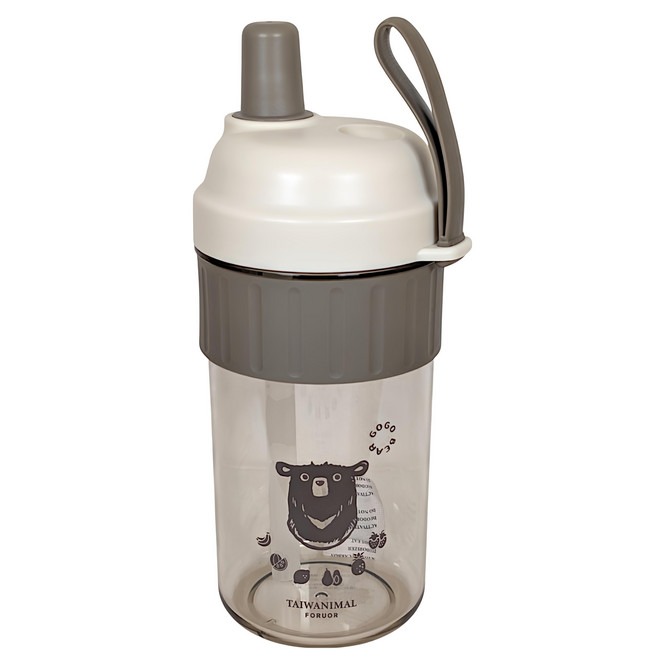 FORUOR Fu X 麻吉波波手提吸管杯, 1個, 灰色 + 透明色, 850ml