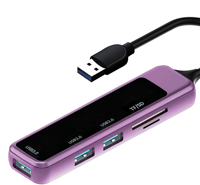 Type-C/USB 五合一多功能轉接頭集線器, 紫色, 1個