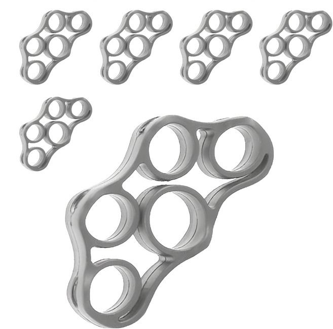 AHOYE 矽膠五指手指訓練器 健身器材 手握力 握力器 腕力器, 手握型 銀色, 6個