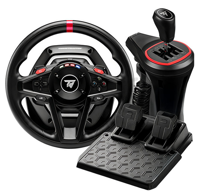 THRUSTMASTER 圖馬斯特 T128X + TH8S + XGPU月卡組 賽車方向盤套裝 力回饋 多平台支援, 1組