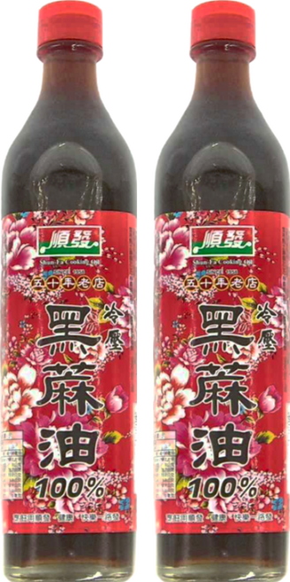 順發油品 冷壓黑麻油, 520ml, 2瓶