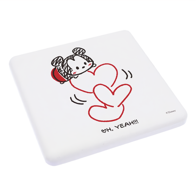 收納王妃 TsumTsum系列 珪藻土吸水杯墊 方形 2入, 愛心米奇, 1組