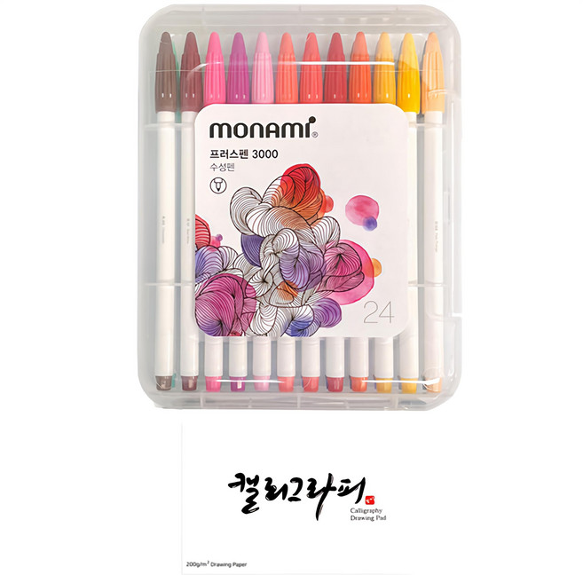 monAmi 慕那美 水性彩色筆 x 24支 + 書寫紙 x 60張, 1組, 多色