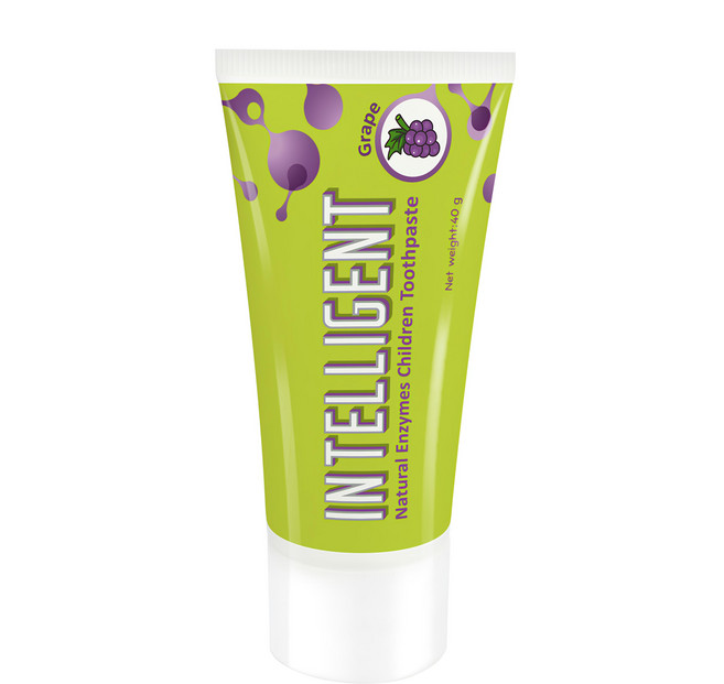 INTELLIGENT 因特力淨兒童酵素牙膏 全口腔護理 不含氟 不含SLS發泡劑 可吞嚥 葡萄口味, 40g, 1條