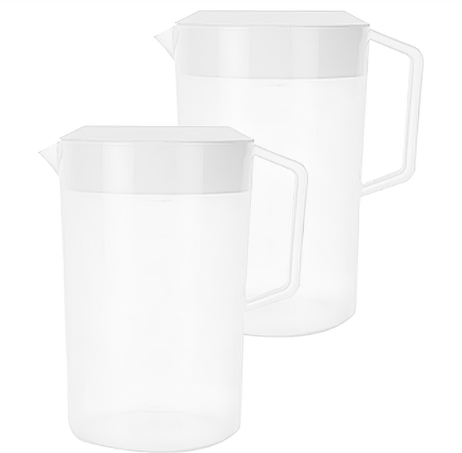 大白雪塑膠冷水壺 26.5 x 23 x 16cm 2件組, 白色 + 透明色, 4L, 1組