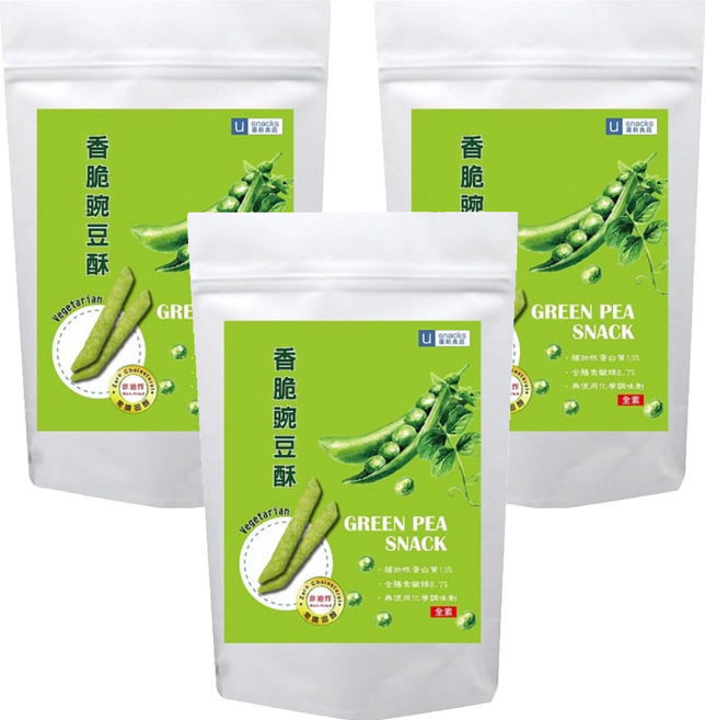 優穀美身 香脆豌豆酥 非油炸 全素, 60g, 3包