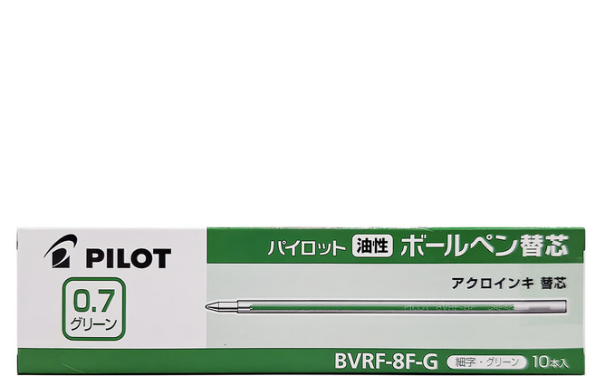 PILOT 百樂 輕油替芯 0.7mm BVRF-8F-G, 綠色, 10支