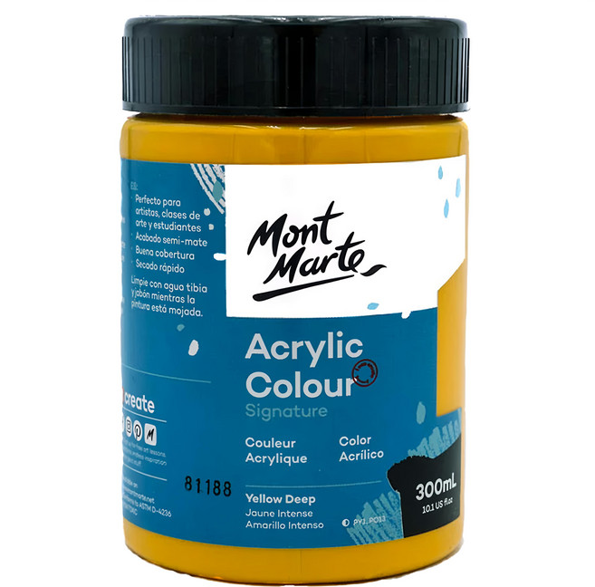 Mont Marte 蒙瑪特 壓克力顏料 300ml 鮮豔黃色, 1色