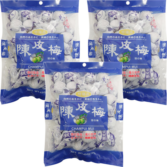 嘉禾食品 陳皮梅, 454g, 3袋